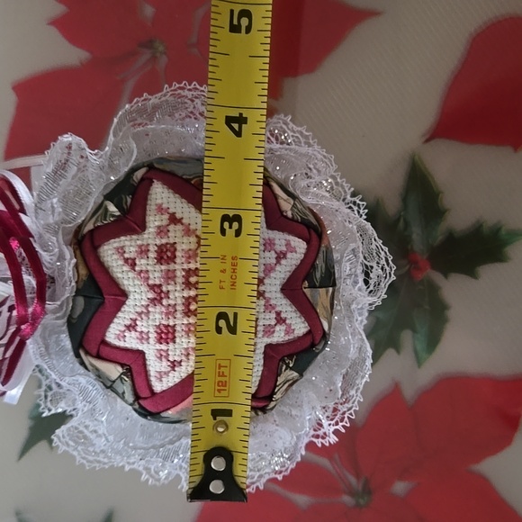 Handmade Quilted & Cross stitch Christmas Ornament - Picture 5 of 7